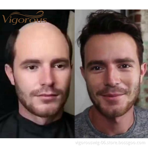 Natural Looking Men Toupee Human Hair Man Hairpieces 100% Human Hair Natural Black Machine Made Men Toupee With Clips